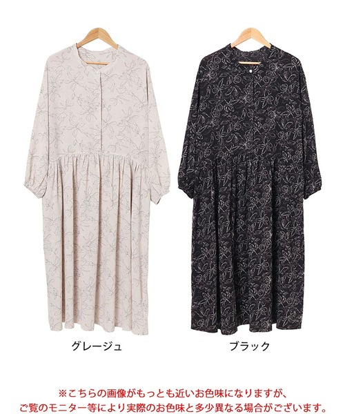 GOLDJAPAN(ゴールドジャパン)の「ギャザー切り替え花柄マキシワンピース【大きいサイズ対応】(ワンピース・レディース・ブラック/ベージュ系・3L/4L/5L/LL)」の18枚目の写真