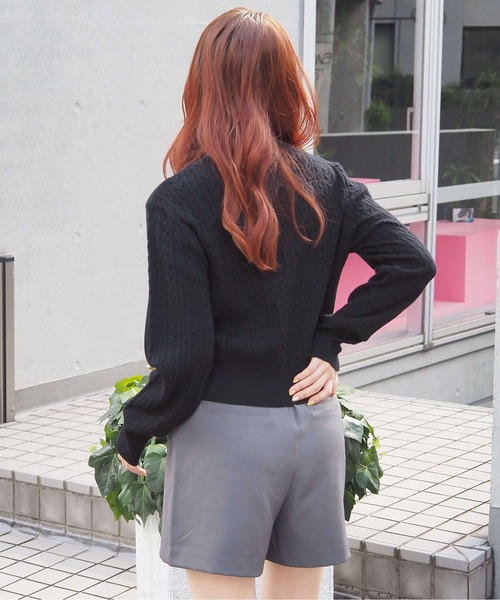 セール】ワンポイント刺繍ケーブルニットプルオーバー（ニット