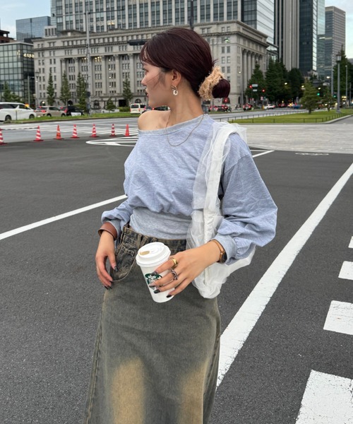 efill（エフィル）の「シンプル オフショル スウェット（Tシャツ/カットソー・レディース・グレー/ブラック・FREE）」の19枚目の写真