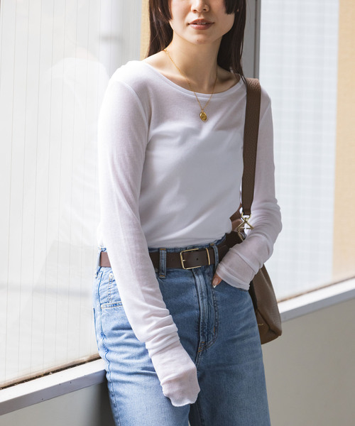 Noble(ノーブル)の「《追加2》シアーテレコロングスリーブプルオーバー(Tシャツ/カットソー・レディース・ブラック/ホワイト・FREE)」の5枚目の写真
