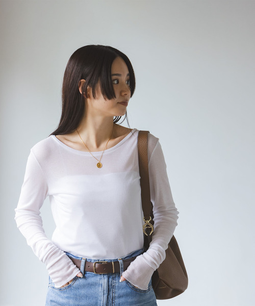 Noble(ノーブル)の「《追加2》シアーテレコロングスリーブプルオーバー(Tシャツ/カットソー・レディース・ブラック/ホワイト・FREE)」の7枚目の写真