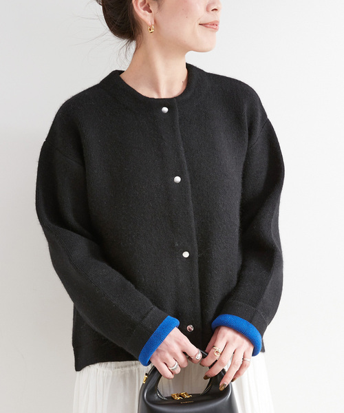 【新品未使用品】2層スムース編みニットブルゾン B.C STOCK（ベーセーストック） カーディガン 「WEB＋一部店舗限定」2