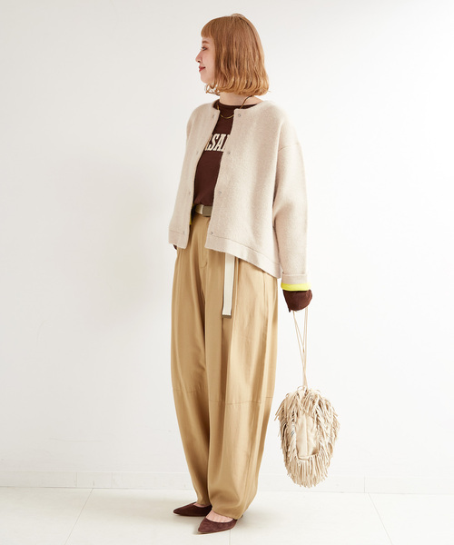 追加2》2層スムース編みニットブルゾン（カーディガン/ボレロ）｜B.C