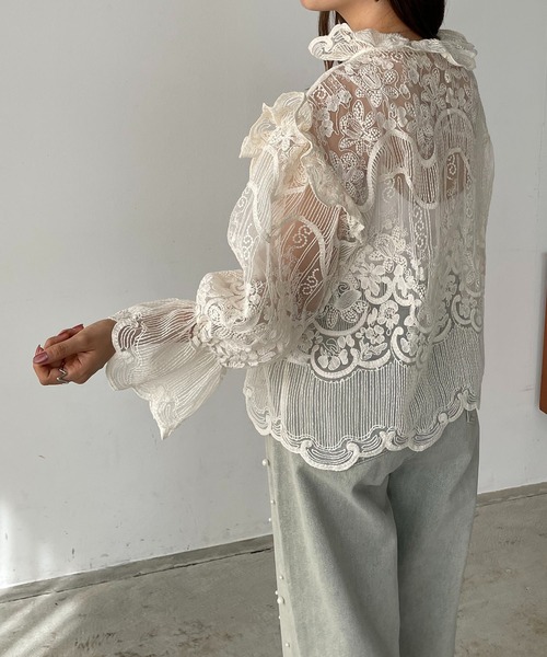antic rag（アンティックラグ）の「レースフリルハイネックブラウス（シャツ/ブラウス・レディース・ベージュ/ブラック・FREE）」の10枚目の写真