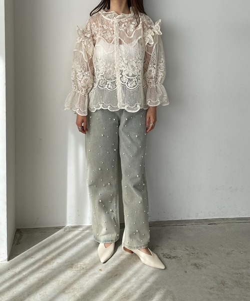 antic rag（アンティックラグ）の「レースフリルハイネックブラウス（シャツ/ブラウス・レディース・ベージュ/ブラック・FREE）」の11枚目の写真