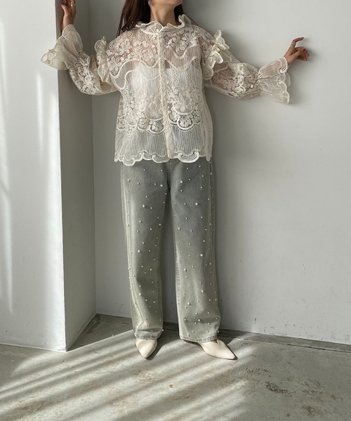 antic rag（アンティックラグ）の「レースフリルハイネックブラウス（シャツ/ブラウス・レディース・ベージュ/ブラック・FREE）」の12枚目の写真