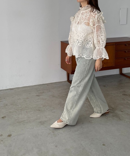 antic rag（アンティックラグ）の「レースフリルハイネックブラウス（シャツ/ブラウス・レディース・ベージュ/ブラック・FREE）」の13枚目の写真