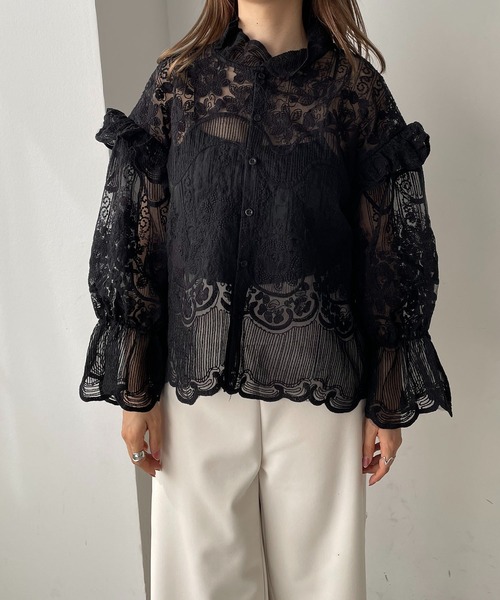 antic rag（アンティックラグ）の「レースフリルハイネックブラウス（シャツ/ブラウス・レディース・ベージュ/ブラック・FREE）」の16枚目の写真