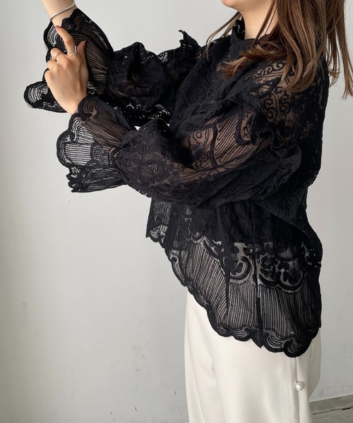 antic rag（アンティックラグ）の「レースフリルハイネックブラウス（シャツ/ブラウス・レディース・ベージュ/ブラック・FREE）」の17枚目の写真