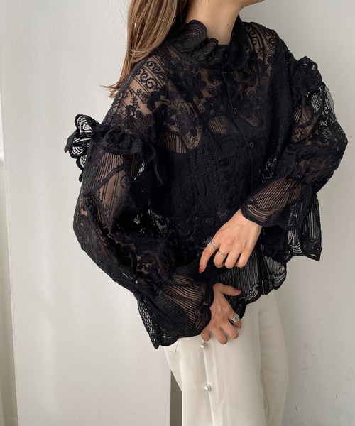 antic rag（アンティックラグ）の「レースフリルハイネックブラウス（シャツ/ブラウス・レディース・ベージュ/ブラック・FREE）」の18枚目の写真