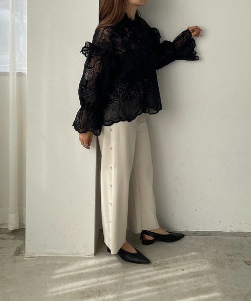 antic rag（アンティックラグ）の「レースフリルハイネックブラウス（シャツ/ブラウス・レディース・ベージュ/ブラック・FREE）」の22枚目の写真