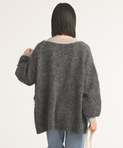 n'OrLABEL（ノアールレーベル）の「起毛ミックスVネックカーディガン（カーディガン/ボレロ・レディース・ブルーグリーン/ベージュ/チャコール・FREE）」の16枚目の写真