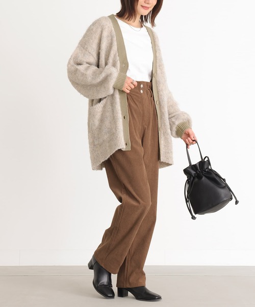 n'OrLABEL（ノアールレーベル）の「起毛ミックスVネックカーディガン（カーディガン/ボレロ・レディース・ブルーグリーン/ベージュ/チャコール・FREE）」の11枚目の写真