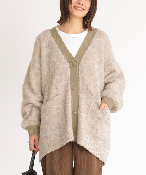n'OrLABEL（ノアールレーベル）の「起毛ミックスVネックカーディガン（カーディガン/ボレロ・レディース・ブルーグリーン/ベージュ/チャコール・FREE）」の8枚目の写真