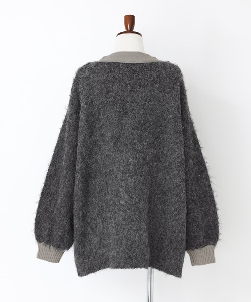 n'OrLABEL（ノアールレーベル）の「起毛ミックスVネックカーディガン（カーディガン/ボレロ・レディース・ブルーグリーン/ベージュ/チャコール・FREE）」の22枚目の写真