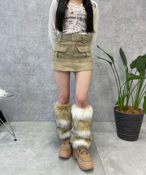 WEGO（ウィゴー）の「WEGO/柄ファーレッグカバー（レッグウォーマー・レディース・ベージュ・FREE）」の2枚目の写真