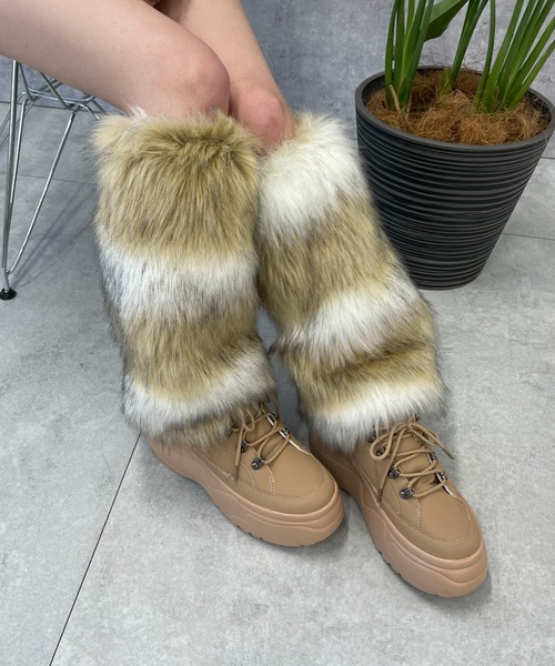 WEGO（ウィゴー）の「WEGO/柄ファーレッグカバー（レッグウォーマー・レディース・ベージュ・FREE）」の3枚目の写真