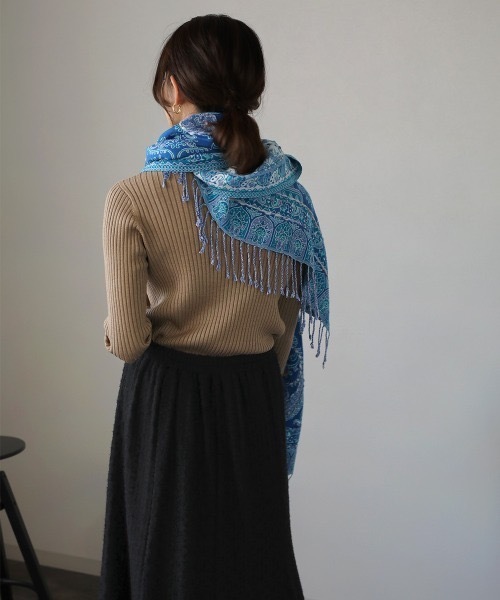 Bou Jeloud(ブージュルード)の「インド刺繍ストール(ストール/ショール・レディース・グリーン/ベージュ/イエロー/ネイビー・フリ-)」の20枚目の写真