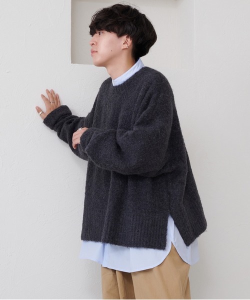 favclo.（ファブクロ）の「boucle knit pullover / ブークレニットプルオーバー（ニット/セーター・メンズ・ブルーグレー/チャコールグレー・MEDIUM/LARGE）」の22枚目の写真
