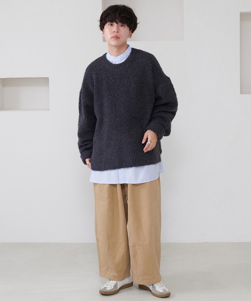 favclo.（ファブクロ）の「boucle knit pullover / ブークレニットプルオーバー（ニット/セーター・メンズ・ブルーグレー/チャコールグレー・MEDIUM/LARGE）」の7枚目の写真