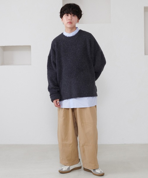 favclo.（ファブクロ）の「boucle knit pullover / ブークレニットプルオーバー（ニット/セーター・メンズ・ブルーグレー/チャコールグレー・MEDIUM/LARGE）」の9枚目の写真