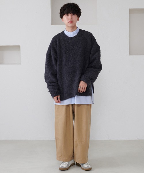 favclo.（ファブクロ）の「boucle knit pullover / ブークレニットプルオーバー（ニット/セーター・メンズ・ブルーグレー/チャコールグレー・MEDIUM/LARGE）」の6枚目の写真
