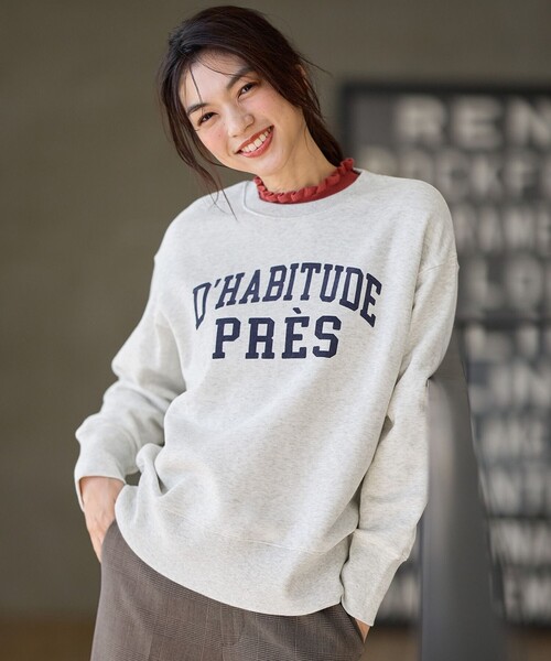 ANY（エニィ）の「【洗濯機可】裏起毛スウェットロゴプルオーバー（Tシャツ/カットソー・レディース・ライトグレー系/アイボリー系/グレー系・F）」の2枚目の写真