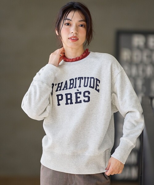 ANY（エニィ）の「【洗濯機可】裏起毛スウェットロゴプルオーバー（Tシャツ/カットソー・レディース・ライトグレー系/アイボリー系/グレー系・F）」の4枚目の写真