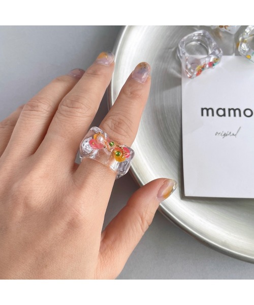 VIBGYOR(ヴィブジョー)の「【mamo】clear ring(MA)(リング・レディース・ピンク・FREE)」の1枚目の写真