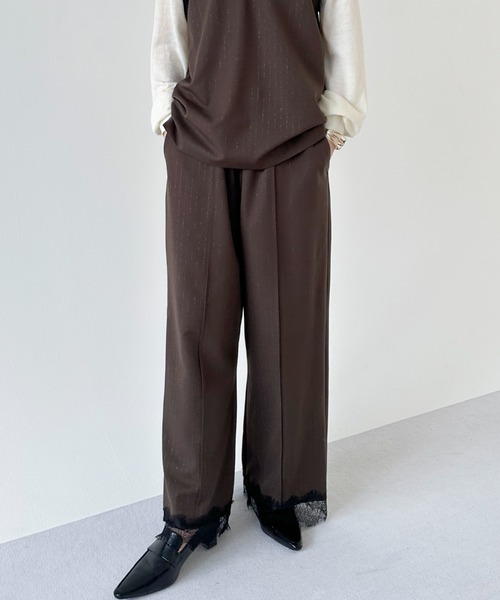 【セール】ピンストライプレースパンツ（その他パンツ）｜DOUX ARCHIVES（ドゥアルシーヴ）