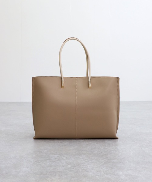 MIAN (ミアン)の「配色ハンドル 横型A4トートバッグ(トートバッグ・レディース・モカ/ブラック/アイボリー/グレー・FREE)」の12枚目の写真