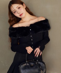 one after another NICE CLAUP | 【Holiday collection】フェイクファービジューニット(ニット/セーター)