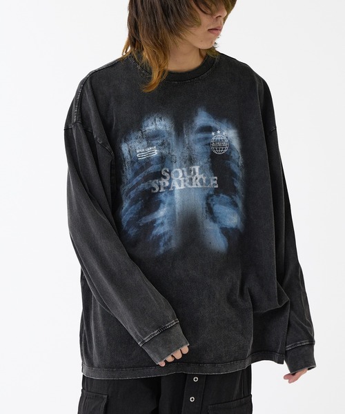 Vintage Like Bone Design Long Sleeve T-shirt / ヴィンテージ風長袖Tシャツ（Tシャツ/カットソー）｜Theater code（シアターコード）