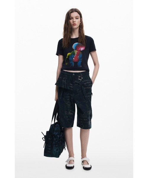 Desigual（デシグアル）の「【Desigual×Collina Strada】MONSTERCOLLINA Tシャツショートスリーブ ブラック（Tシャツ/カットソー・レディース・ブラック・XL/L/M/S）」の4枚目の写真