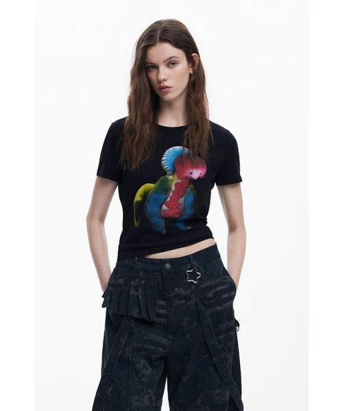 Desigual（デシグアル）の「【Desigual×Collina Strada】MONSTERCOLLINA Tシャツショートスリーブ ブラック（Tシャツ/カットソー・レディース・ブラック・XL/L/M/S）」の3枚目の写真
