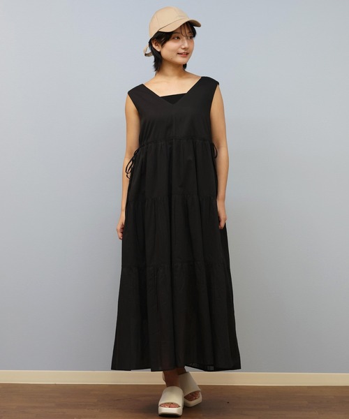 ムラサキスポーツ(ムラサキスポーツ)の「RIKKA FEMME/リッカファム バックオープンティアードワンピース RF25SS25(ワンピース・レディース・アイボリー/ブラック/オレンジ・FREE)」の11枚目の写真