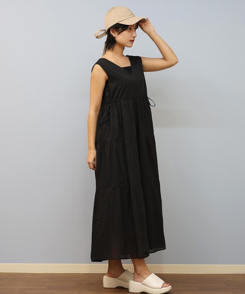 ムラサキスポーツ(ムラサキスポーツ)の「RIKKA FEMME/リッカファム バックオープンティアードワンピース RF25SS25(ワンピース・レディース・アイボリー/ブラック/オレンジ・FREE)」の15枚目の写真