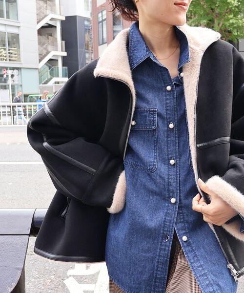 le.coeur blanc（ルクールブラン）の「パールボタンシャツ（シャツ/ブラウス・レディース・カーキオリーブ/サックスブルー/ブルー/ベージュ/ダークグレー/ダークブラウン/ブルー系その他/ブラック・38）」の8枚目の写真