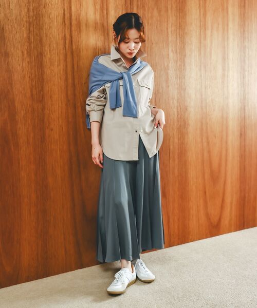 le.coeur blanc（ルクールブラン）の「パールボタンシャツ（シャツ/ブラウス・レディース・カーキオリーブ/サックスブルー/ブルー/ベージュ/ダークグレー/ダークブラウン/ブルー系その他/ブラック・38）」の18枚目の写真