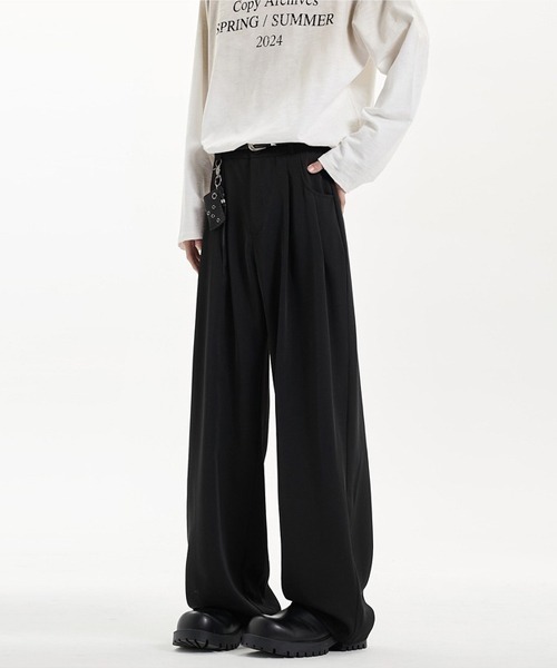 Ressaca(レサーカ)の「ルーズシルエットタックワイドスラックスパンツ(スラックス・メンズ・ブラック/カーキ・M/XL/L)」の7枚目の写真