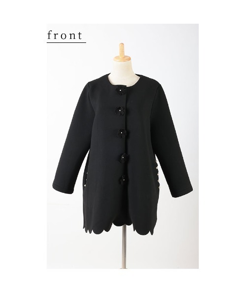 Sawa a la mode（サワアラモード）の「花パール付きダンボールニットコート（ノーカラーコート・レディース・ブラック・FREE）」の20枚目の写真