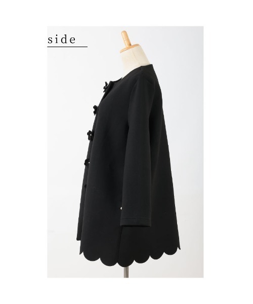 Sawa a la mode（サワアラモード）の「花パール付きダンボールニットコート（ノーカラーコート・レディース・ブラック・FREE）」の21枚目の写真