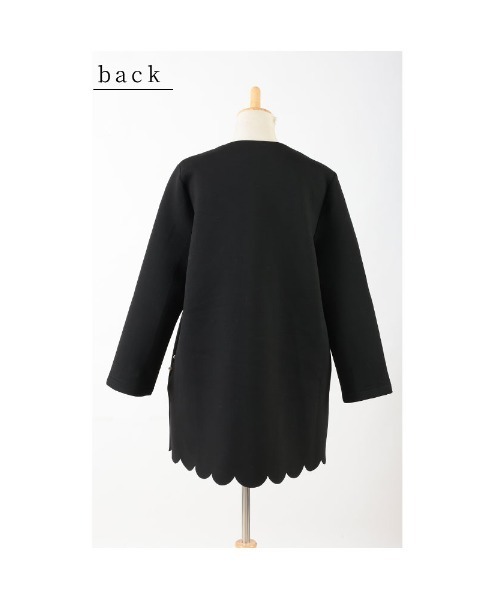 Sawa a la mode（サワアラモード）の「花パール付きダンボールニットコート（ノーカラーコート・レディース・ブラック・FREE）」の22枚目の写真