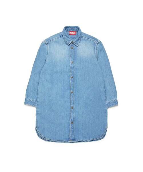 DIESEL(ディーゼル)の「キッズ デニムシャツワンピース DEBBLI(シャツワンピース・キッズ・ライトインディゴブルー・4Y/6Y/8Y/10Y/12Y/14Y)」の1枚目の写真