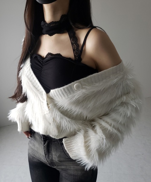 me+em select(ミームセレクト)の「【 2color 】レースチョーカーストラップリブキャミソール / lace choker strap lib camisole(キャミソール・レディース・ブラック/ホワイト・FREE)」の12枚目の写真