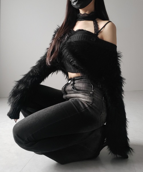 me+em select(ミームセレクト)の「【 2color 】レースチョーカーストラップリブキャミソール / lace choker strap lib camisole(キャミソール・レディース・ブラック/ホワイト・FREE)」の16枚目の写真