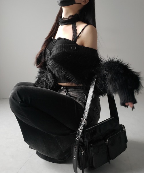 me+em select(ミームセレクト)の「【 2color 】レースチョーカーストラップリブキャミソール / lace choker strap lib camisole(キャミソール・レディース・ブラック/ホワイト・FREE)」の17枚目の写真