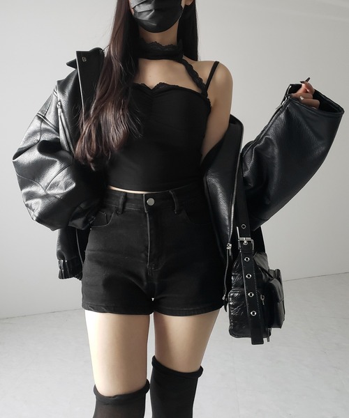 me+em select(ミームセレクト)の「【 2color 】レースチョーカーストラップリブキャミソール / lace choker strap lib camisole(キャミソール・レディース・ブラック/ホワイト・FREE)」の22枚目の写真