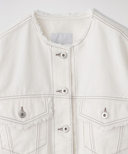 LOVELESS（ラブレス）の「ノーカラーGジャン（デニムジャケット・レディース・オフホワイト/ブルー系その他3・36/34）」の10枚目の写真