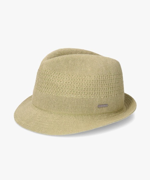 OVERRIDE（オーバーライド）の「OVERRIDE  LINEN KNIT FEDORA / オーバーライド（ハット・メンズ・ブラック/グリーン/ブルー・60cm/58cm/62cm）」の3枚目の写真